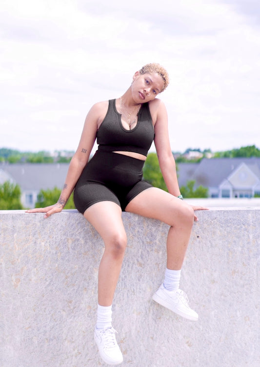 Onyx Ribbed Short Set