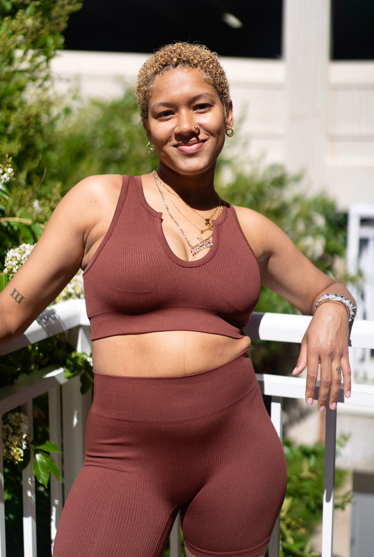 Mocha Ribbed Short Set